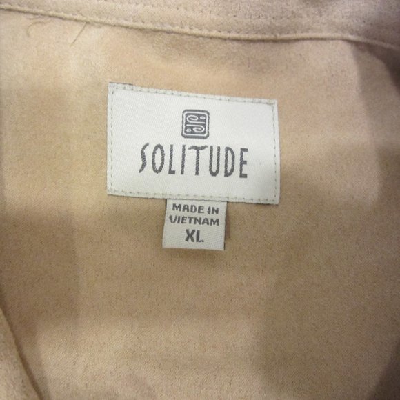 DRESS SHIRT SOLITUDE SUEDELIKE SHIRT, TAN LONG SLEEVES, XL WOMENS - Picture 6 of 8